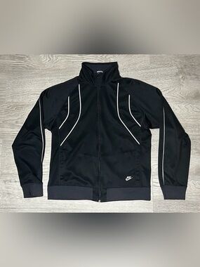 Nike Black Lightweight Track Jacket with White Piping